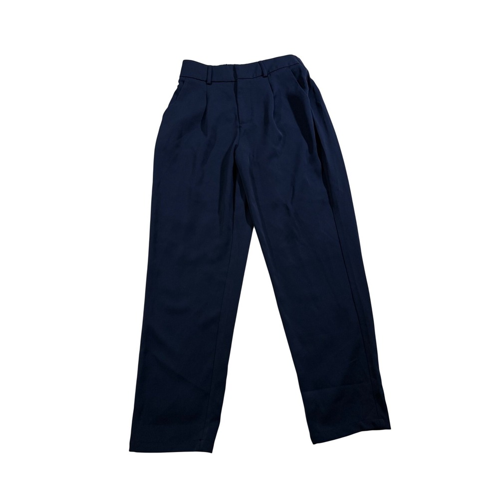 Halara Pleated High Waisted Trousers S Navy Straight Leg Office Academia Work